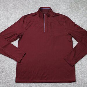 Fourlaps Sweatshirt Mens Medium Red 1/4 Zip Polyester Stretch L/S‎ Pulloverg3955